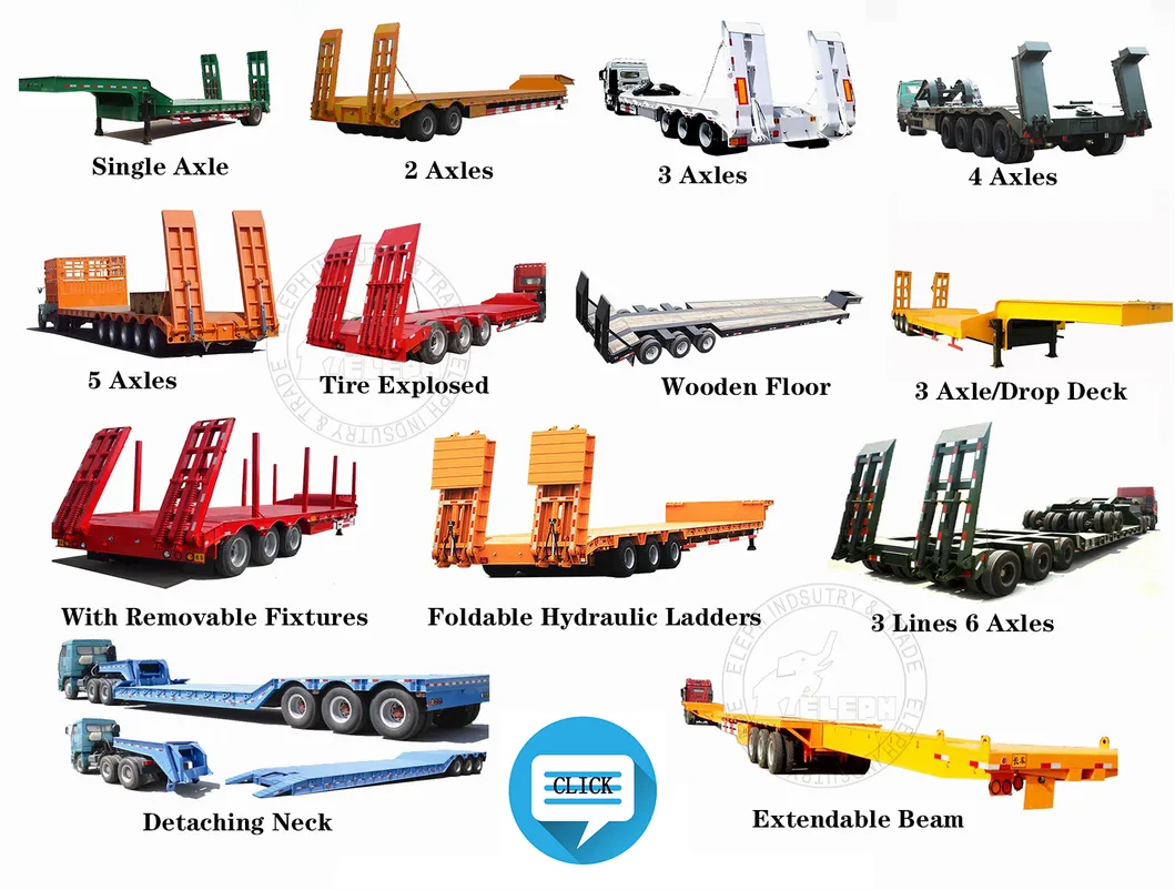 100 Tons Row-Axles Lowboy Heavy Machine/Machinery Semi Trailer with High Quality