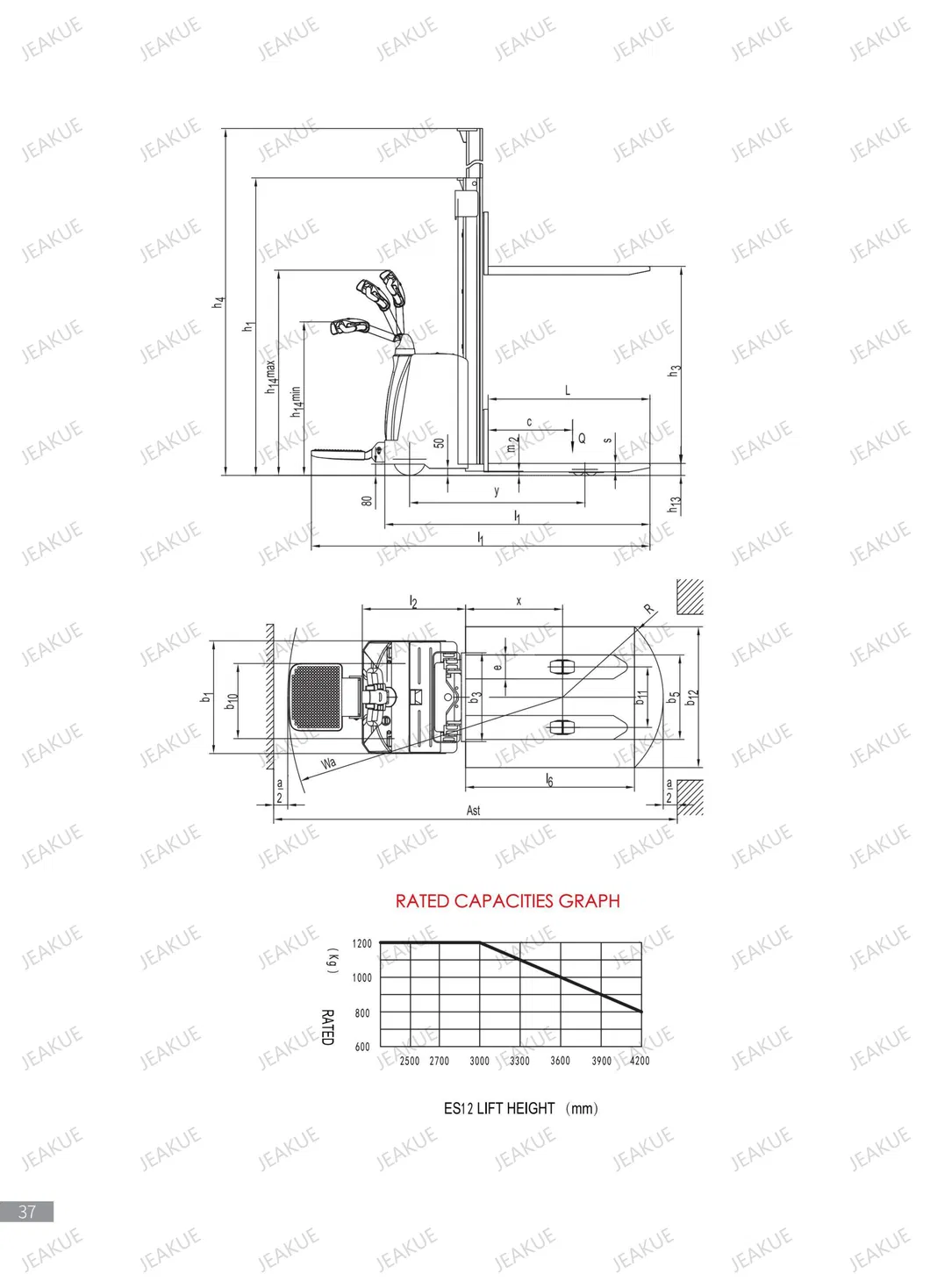 2 T 2000 Kg Full Electric Stacker with Standing Platform