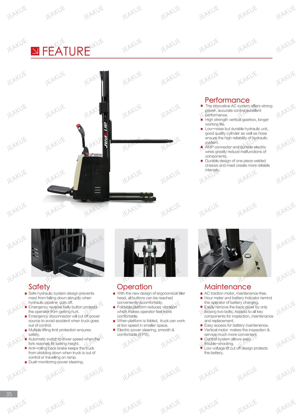 2 T 2000 Kg Full Electric Stacker with Standing Platform