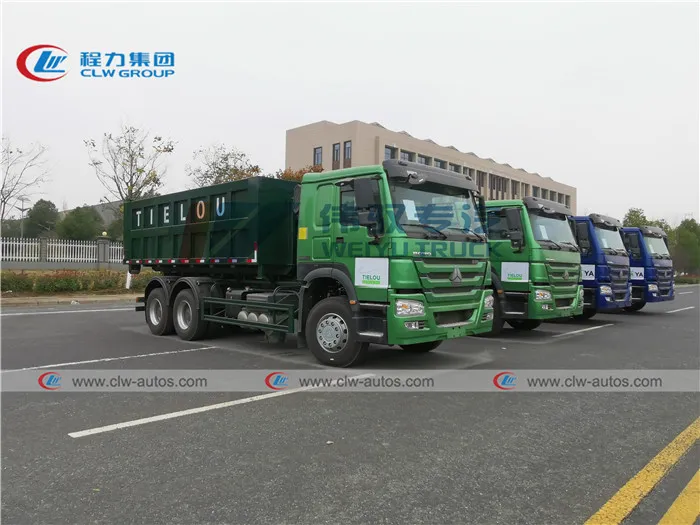 20tons 20m3 Hook Arm Container Waste Collection Sinotuk HOWO Roll off Dumpster Garbage Truck