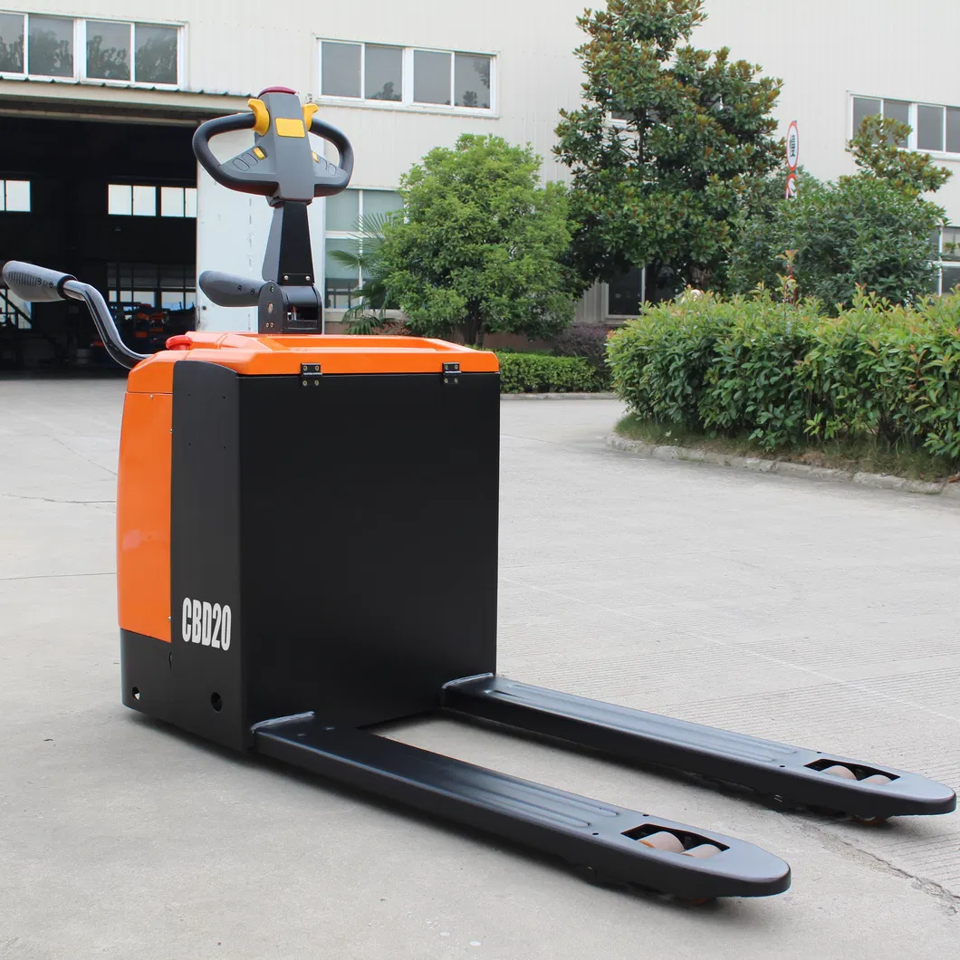 2t 2.0ton 2000kg Stand-on Type Full Electric Powered Pallet Truck Electric Pallet Truck Battery Operated with Large Capacity Battery