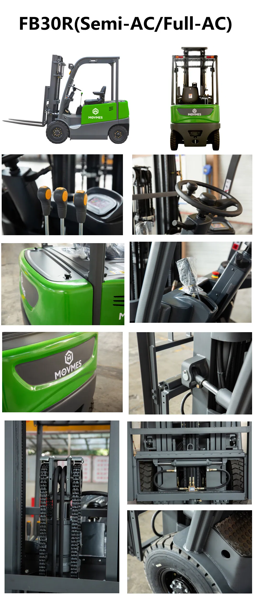 3.5t High Lift Four Fulcrum Balance Hydraulic Electric Forklift with Full-AC Motor