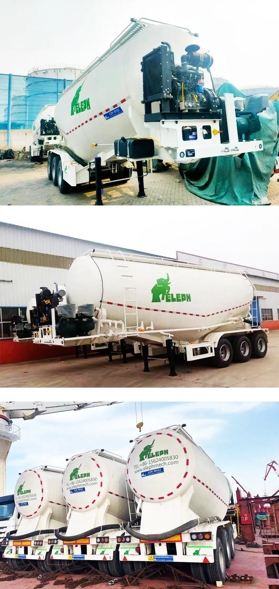 3 Axle 50 Cbm - 60m3 Cement Bulker Semi Trailer Cement Tank Truck Trailer Tanker Trailer