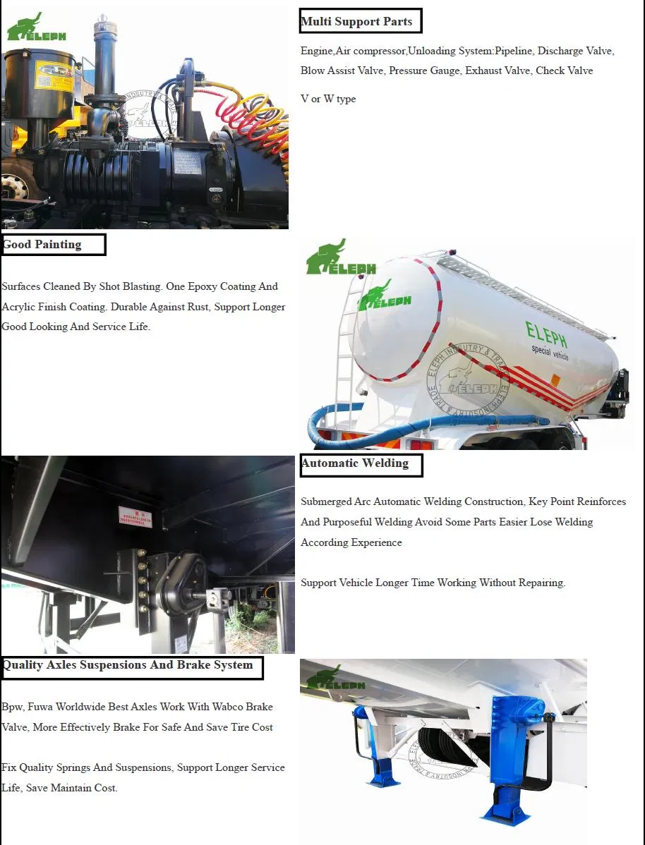 3 Axle 50 Cbm - 60m3 Cement Bulker Semi Trailer Cement Tank Truck Trailer Tanker Trailer