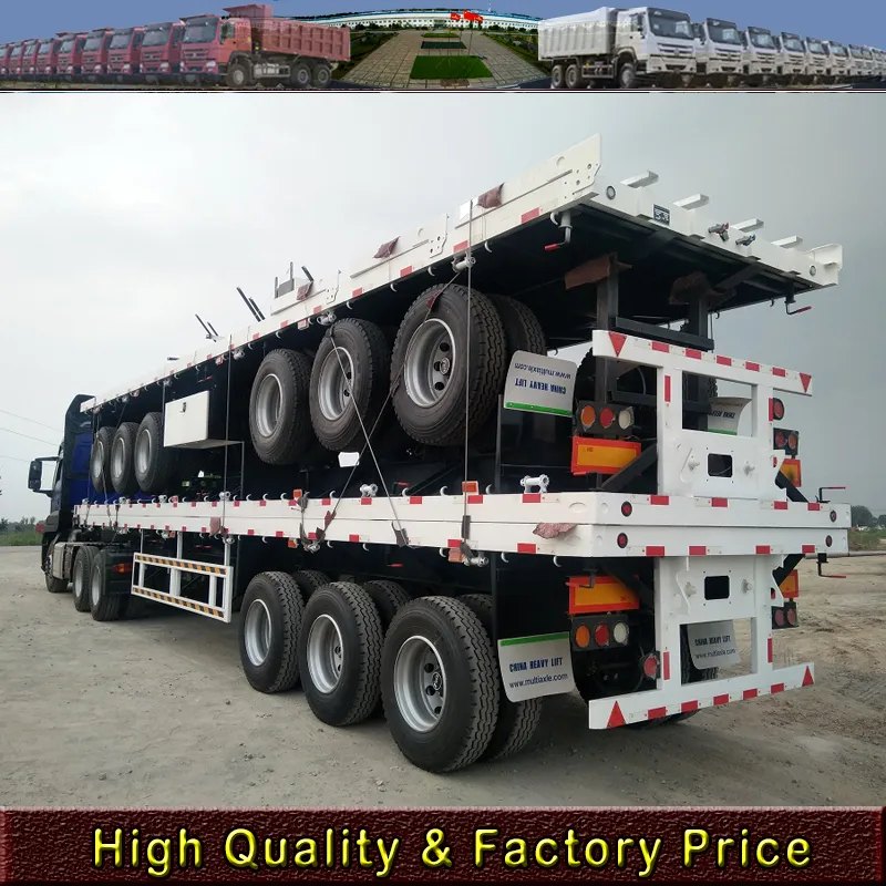 3 Axles 40 Feet 20FT 40FT Shipping Container Flat Bed Flatbed Semi Trailer for Sale