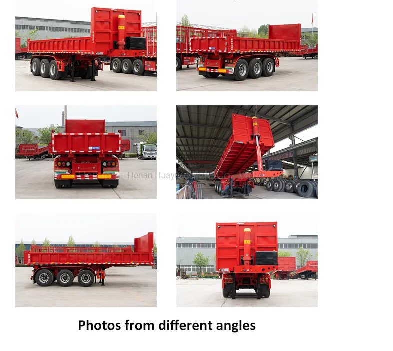 3 Axles Container Rear Lifting Dump Tipper Semi Tractor Trailer