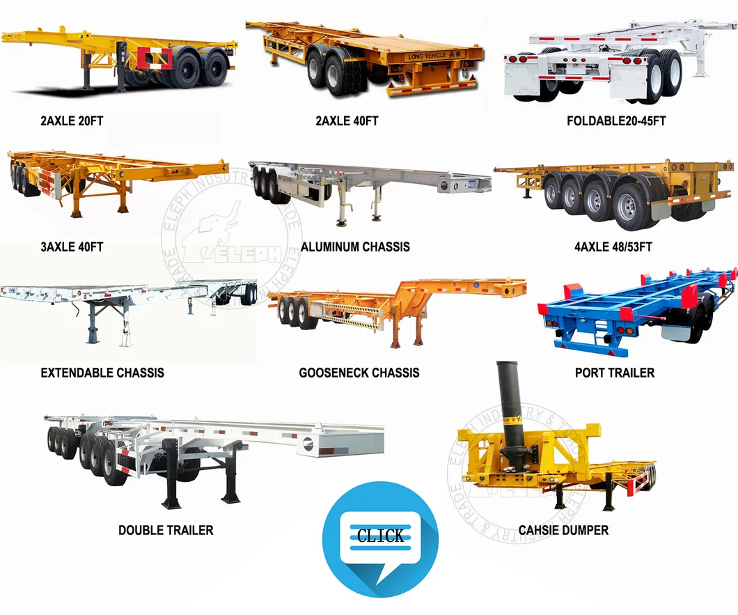 3 Axles Skeleton Frame Chassis Container Trailer for Truck