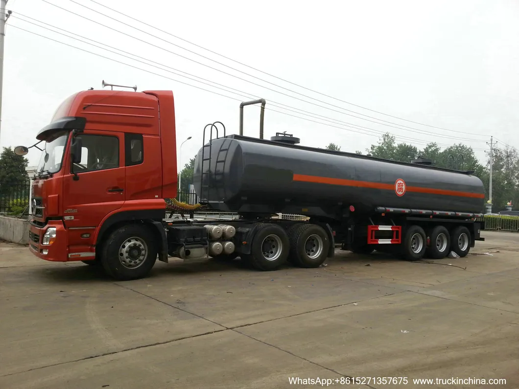 33 T Liquid Sulfuric Acid Tank Trailer (22-33M3 Carbon Steel 8mm Shell, Or Lined LLDPE Plastic Rubber for H2SO4 Dilute Sulphuric Acid HCl Hydrochloric acid)