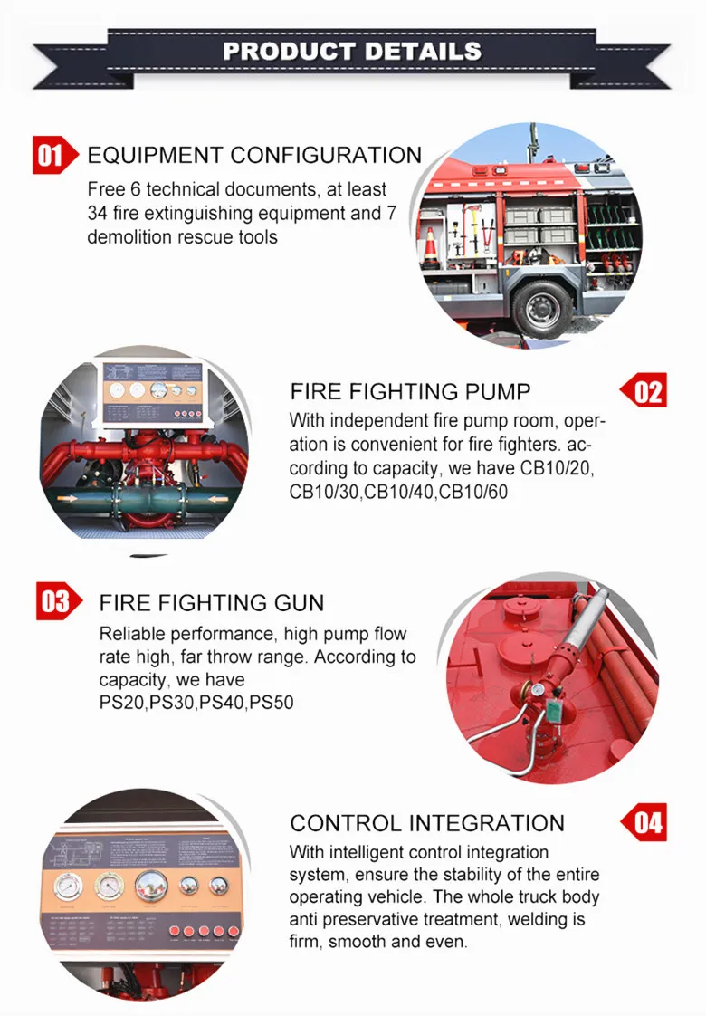 3m3 3000L LHD/Rhd 3000 Litres 3tons 800 Gallons Water Fire Truck