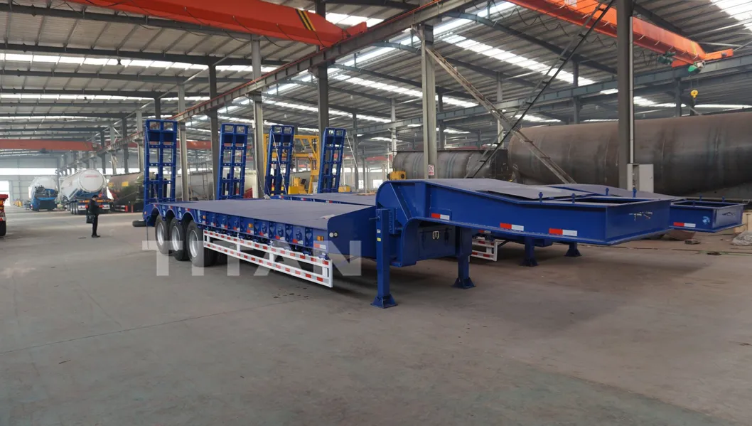 80 Ton Low Bed 3 Axles Platform Side Wall Open Lowbed Semi Trailer