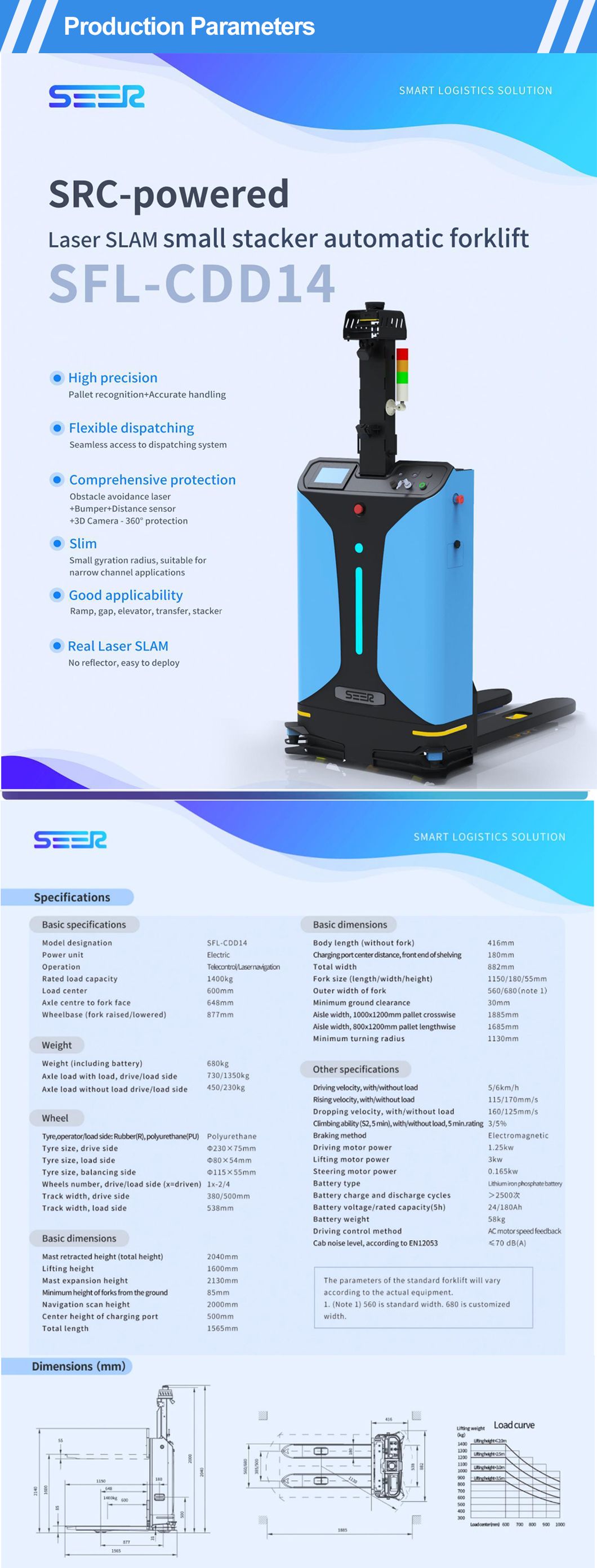 Advanced Design Robot System Popular Forklift Use Sale 500kg 1000kg