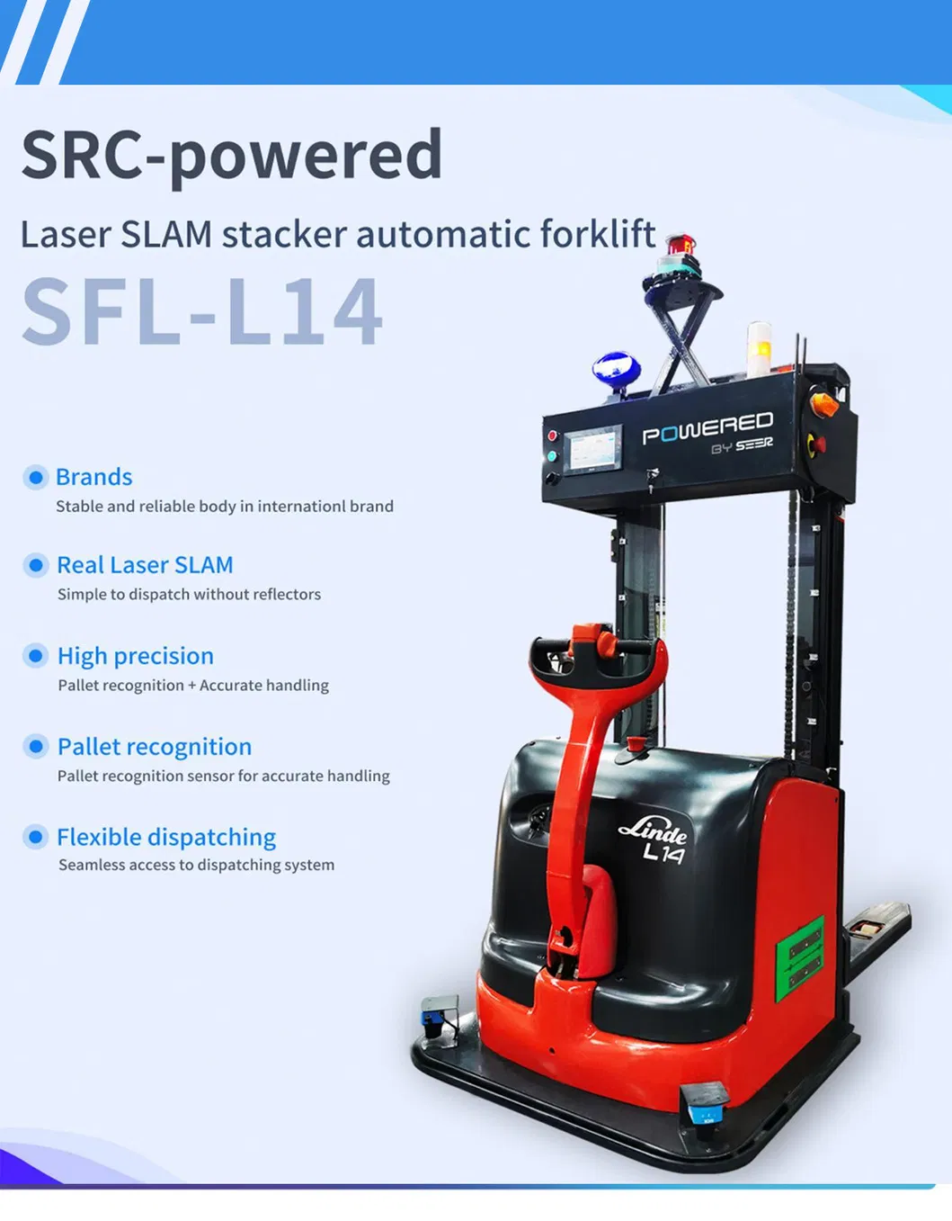 Agv Autonomous Forklift Guided Vehicles for Warehouse