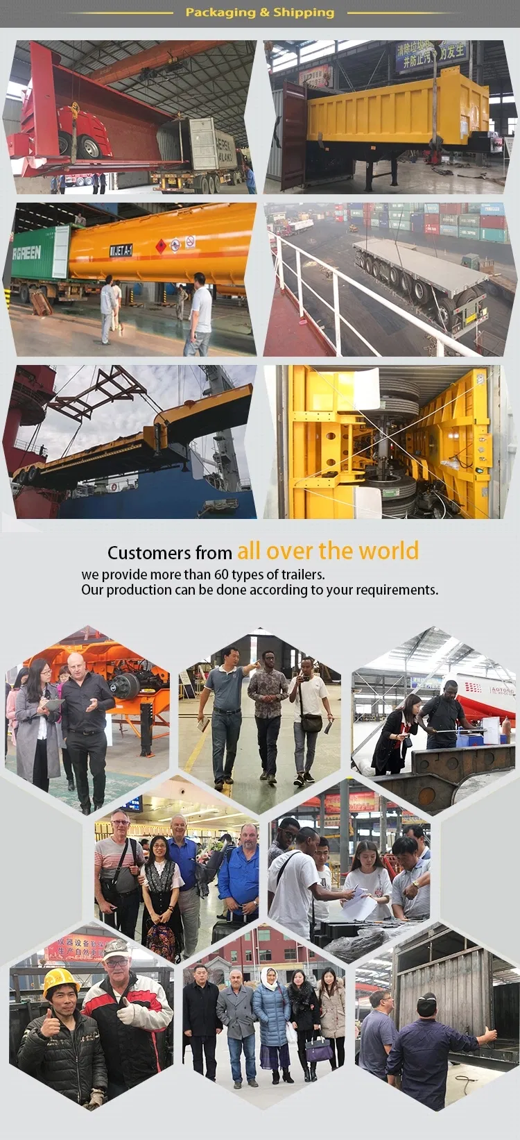 Aotong 20FT 40FT 44FT 45FT Flatbed Semi Truck Trailer Flat Bed Semi Trailers Shipping Container Flat Bed Skeleton Truck Trailers