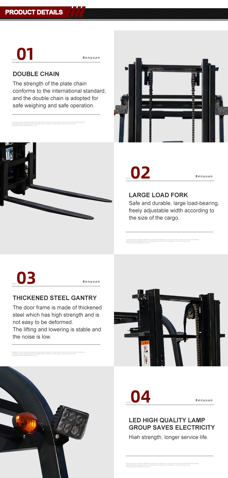 Battery Forklift 1.5 Ton 5 Ton 4 Ton 3.5 Ton 3 Ton 2.5 Ton 2 Ton Electric Forklift with Curtis Controller