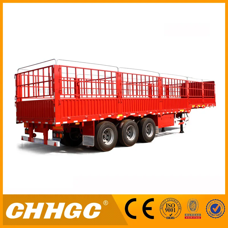 Bulk Cage Truck Semi Trailer, 3 Axles Livestock Fence Semi Trailer
