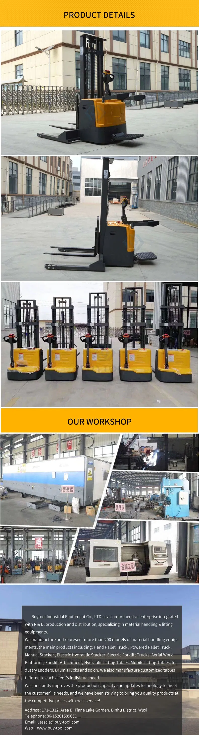 Buytoo 2.0t Electric Pallet Stacker with Foldable Platform for High Racking