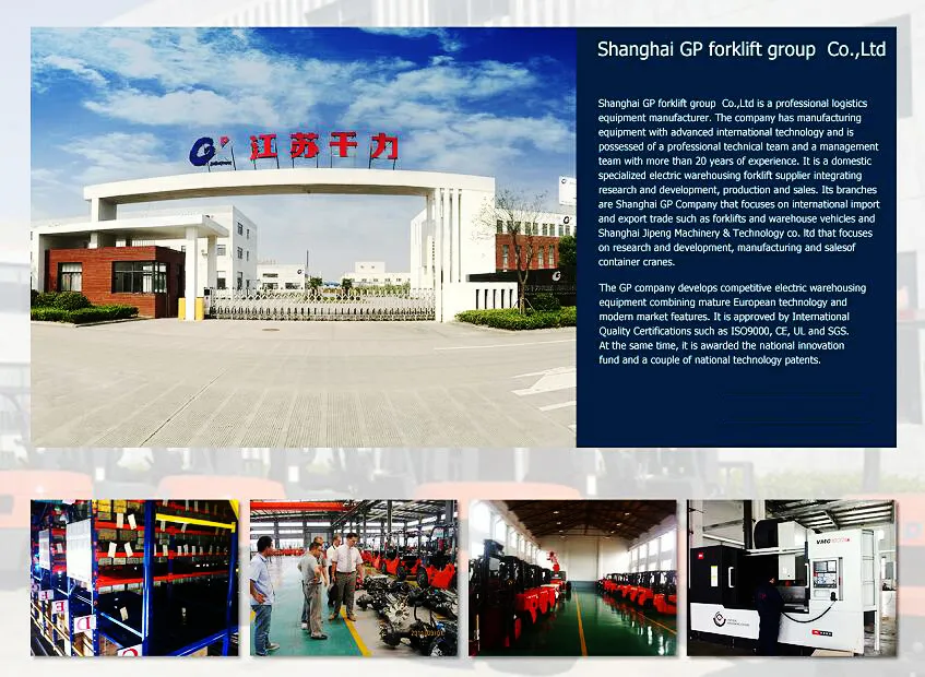 China Gp Brand 4ton Four-Wheel Balance Weight Type DC Power 80V 550ah Electric Forklift Truck