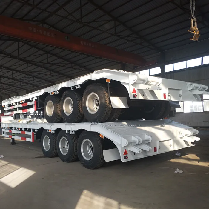 Container Trailer Truck Semi 3 Axles Lowboy Trailer Lowboy Semi Trailer