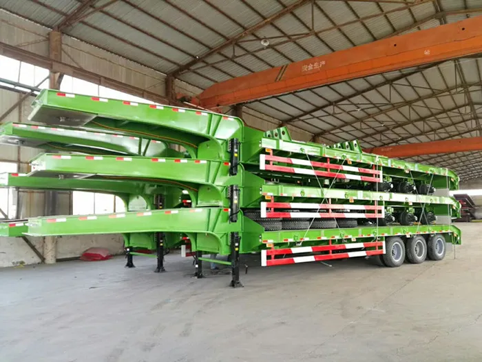 Container Trailer Truck Semi 3 Axles Lowboy Trailer Lowboy Semi Trailer
