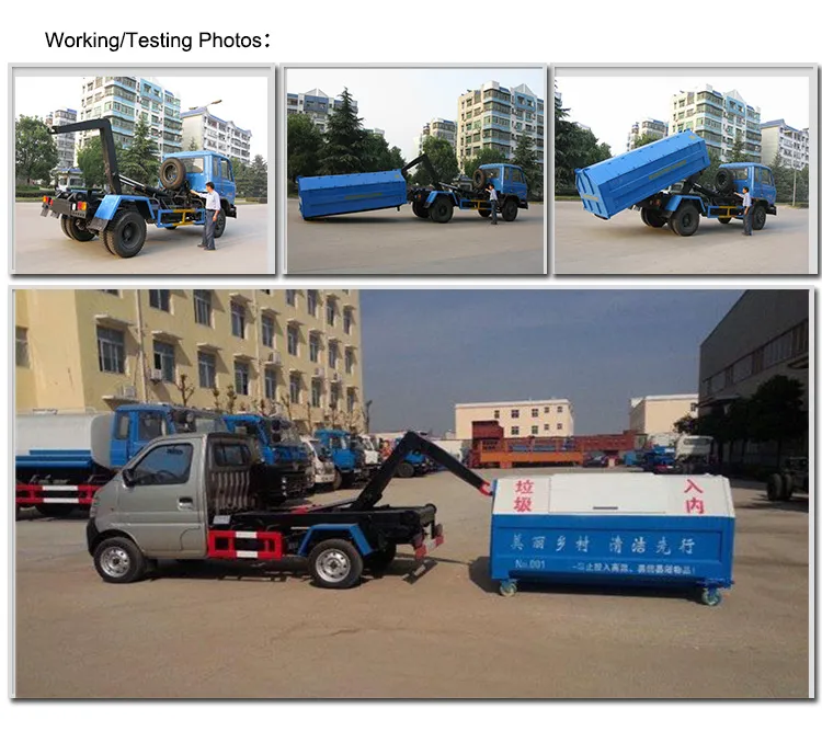 Dongfeng 140 8000L Swing Arm Garbage Truck Skip Loader Waste Garbage Truck