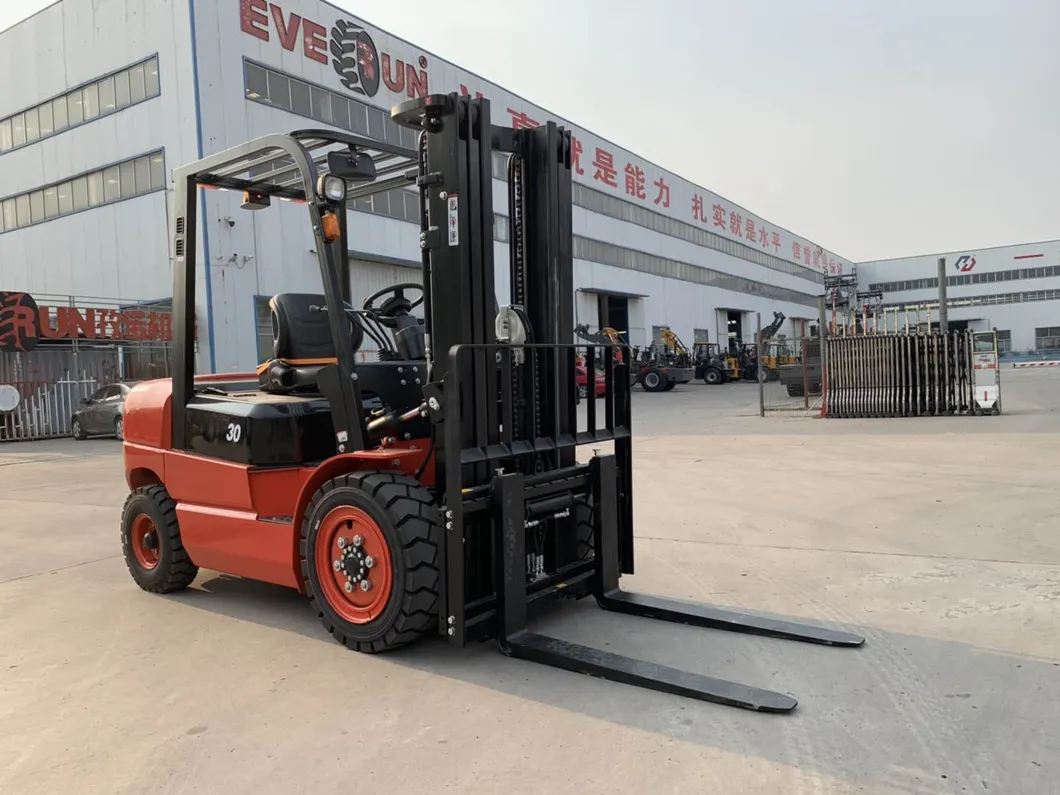 Everun Factory Supply 3ton Diesel Forklift Erdf30 Hydraulic Automatic Forklift with Euro3 Engine