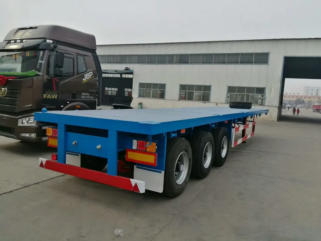 Heavy Duty 50 Ton Flatbed Containers Truck Trailer Flat Bed Tractor Trailer Sm28