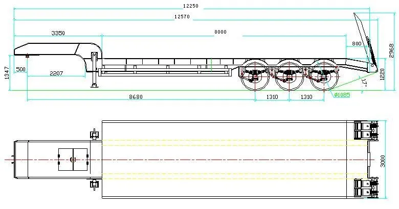 Heavy Duty 80ton 3 Axles Low Bed Semi Trailer for Sale
