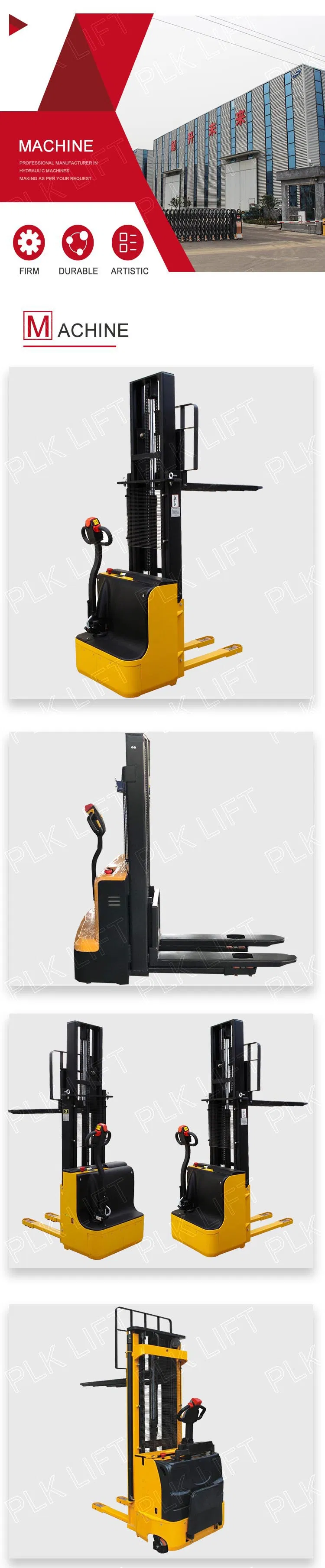 Industrial Material Handling 1500kg Hydraulic Electric Stacker with CE