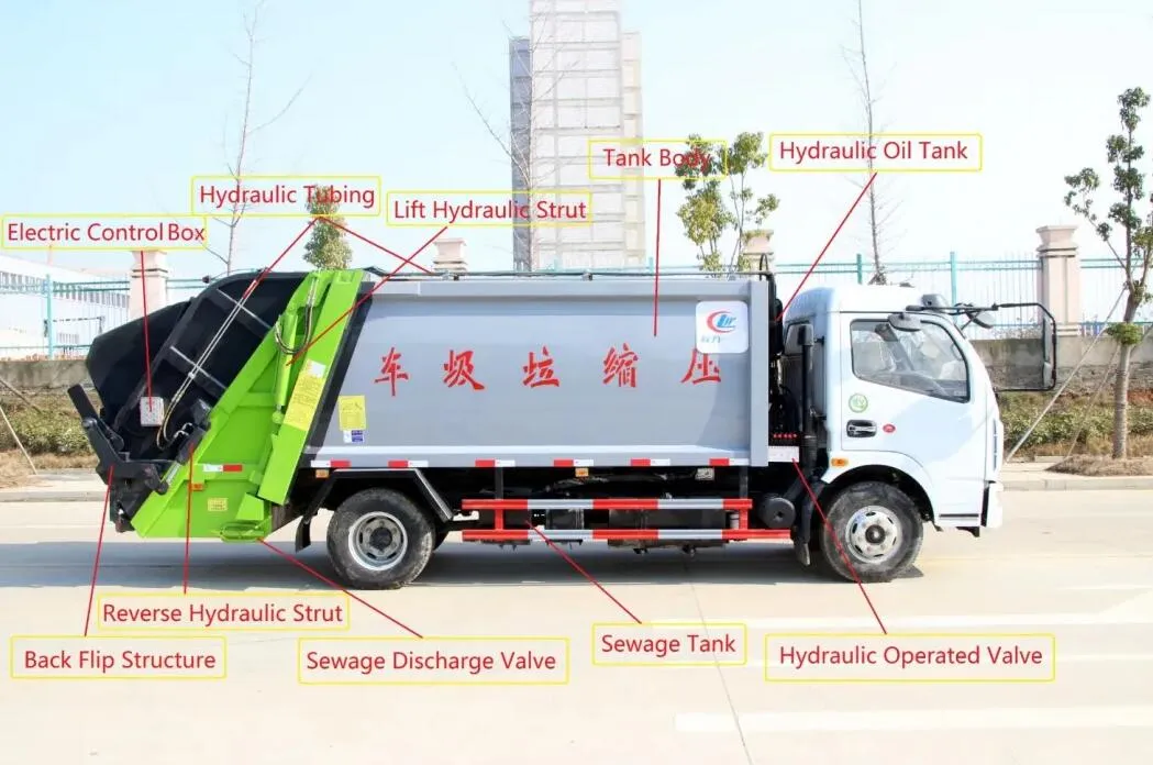 Japan Brand Isuzu 4X2 Small Garbage Truck Dimension Swing Arm
