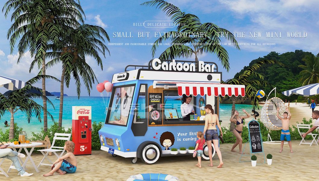 Jekeen Food Truck Mobile Trailer Cotton Candy Machine Multifunctional Food Cart