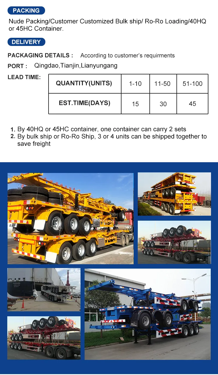 Low Price 20fr 40fr 45hc Truck Chassis Container Semi Trailer for Philippines