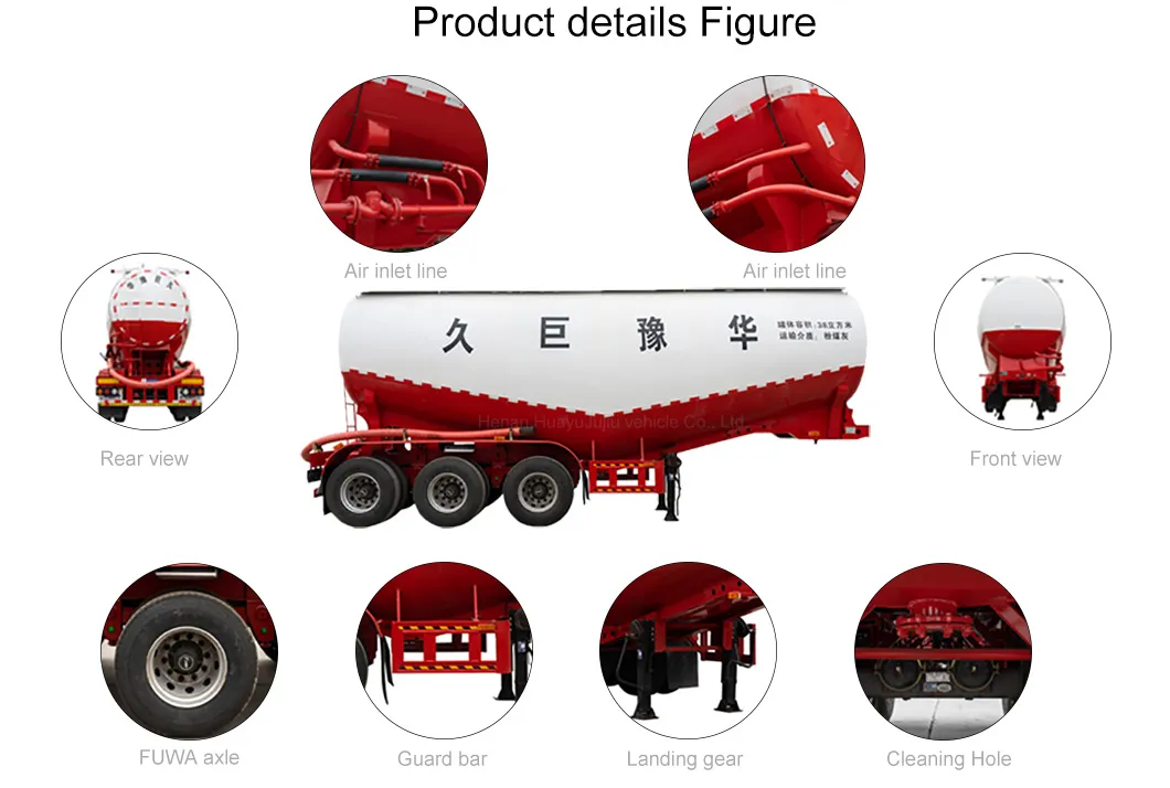 Low Price 3 Axles Dry Powder Material Tank Semi Truck Trailer