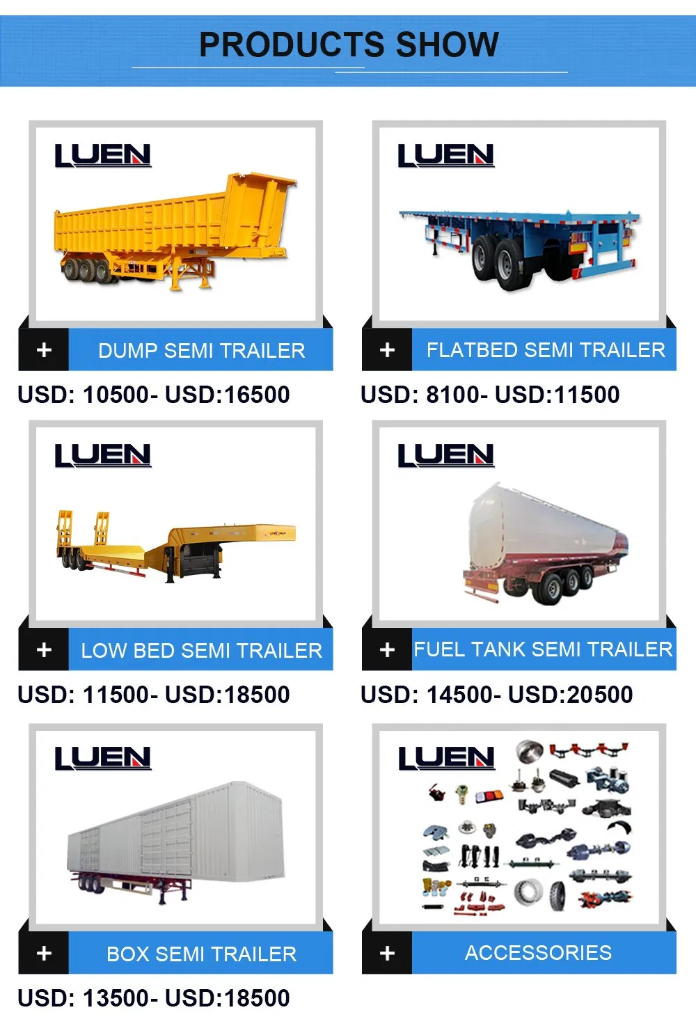 Luen 13000*2550*1650 Flatbed Equipment Transport Semi Truck Trailer with Twist Lock