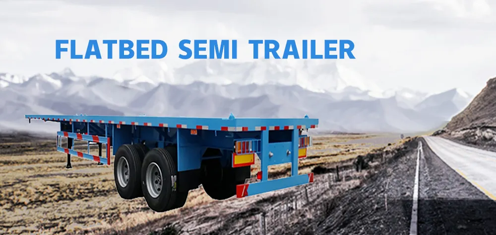 Luen 15000*2550*1600 Flatbed Equipment Transport Semi Truck Trailer with Twist Lock