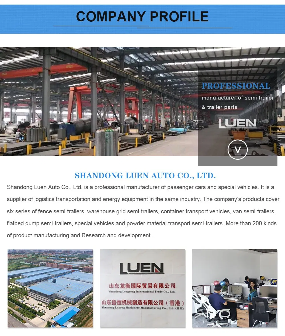 Luen 15000*2550*1600 Flatbed Equipment Transport Semi Truck Trailer with Twist Lock