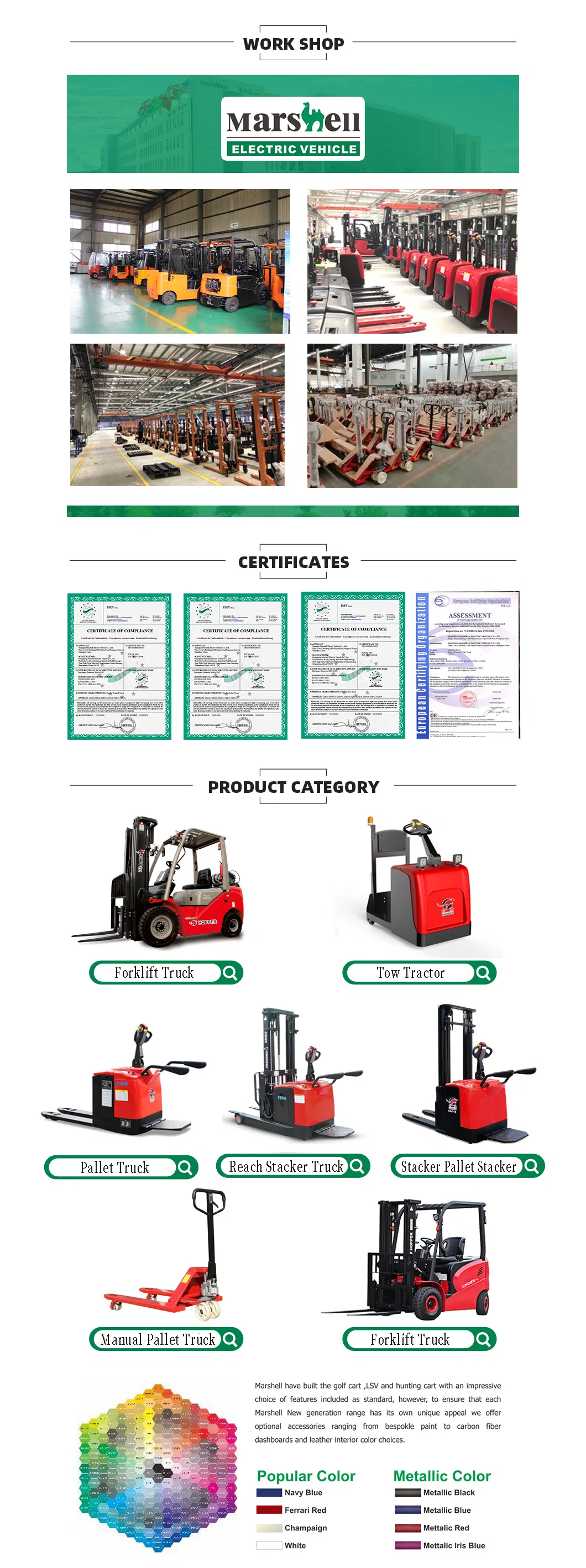 Marshell Brand Forklift Truck 1.6t Electric Pallet Stacker (CDD16)