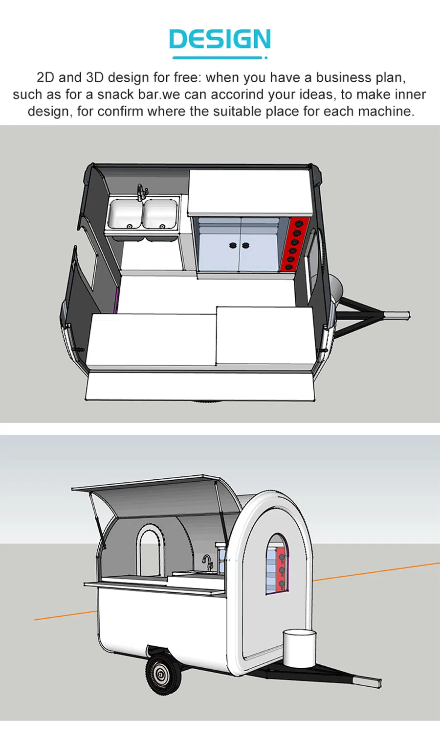 Mobile Food Trailer Food Truck Trailer Hot Dog Cart