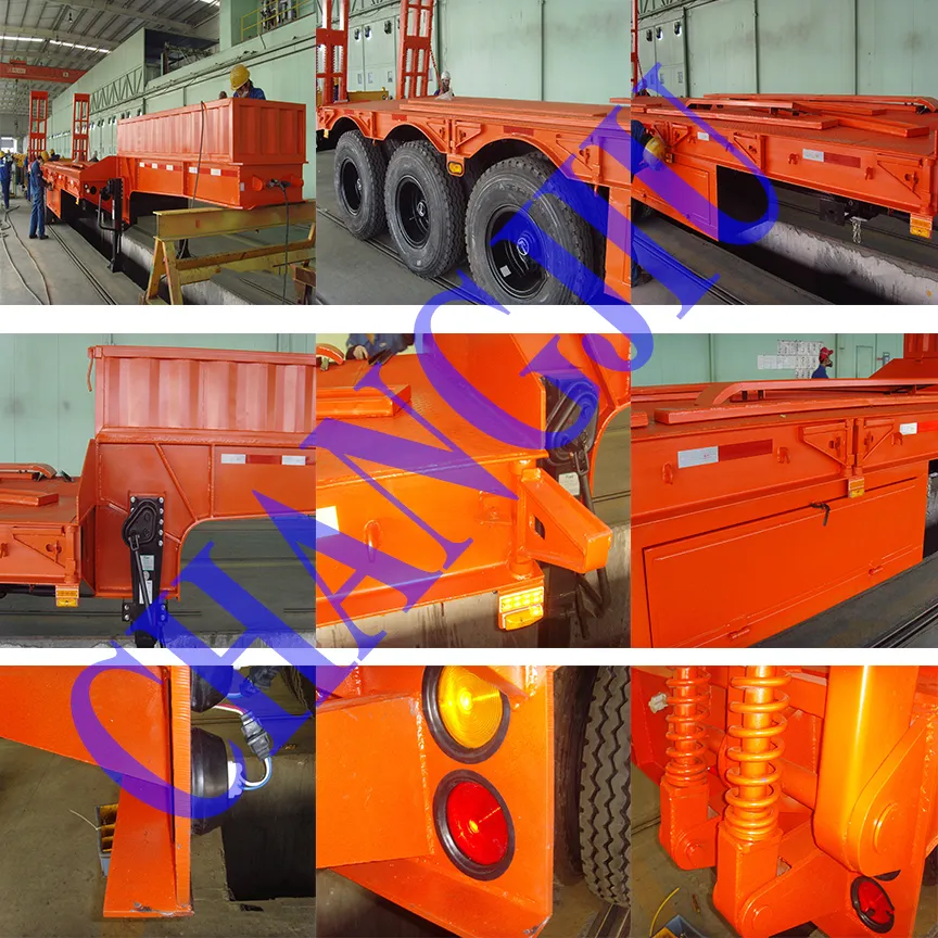 New Low Bed Semi Trailer with 3 Axles 60tons for Sale 40FT Tridem Axle Low Loader 60 Ton Lowboy Semi Low Bed Trailer