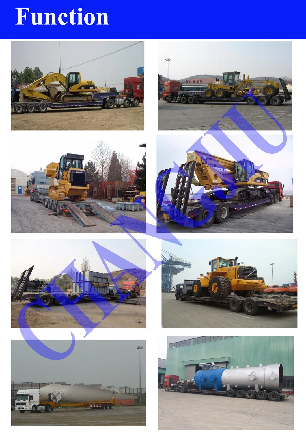 New Low Bed Semi Trailer with 3 Axles 60tons for Sale 40FT Tridem Axle Low Loader 60 Ton Lowboy Semi Low Bed Trailer