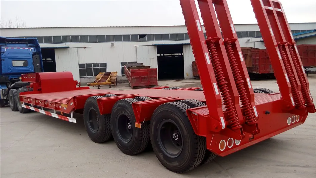 New Low Bed Semi Trailer with 3 Axles 60tons for Sale 40FT Tridem Axle Low Loader 60 Ton Lowboy Semi Low Bed Trailer