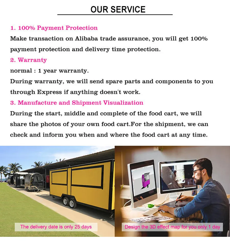 Popular Food Trailer Mobile Food Carts with Vin