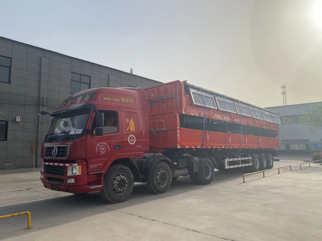 Red Tow Truck Self Tipping Semi Trailer with Hyraulic Cylinder Made in China