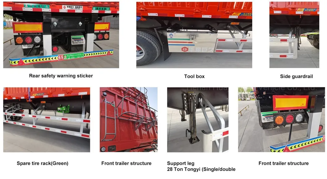 Red Tow Truck Self Tipping Semi Trailer with Hyraulic Cylinder Made in China