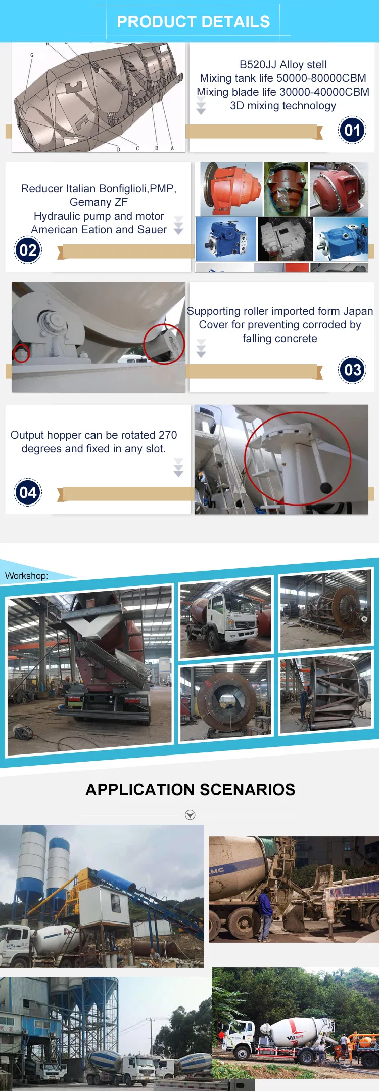 Shacman 8 Cubic Meter Diesel Concrete Mixer Mixing Cement Truck