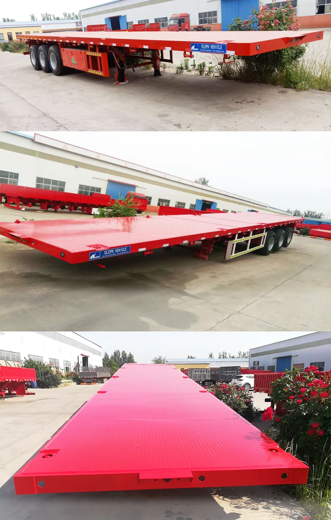 Three Axles Truck 40-60mt 40feet Container Flatbed Semi Trailer