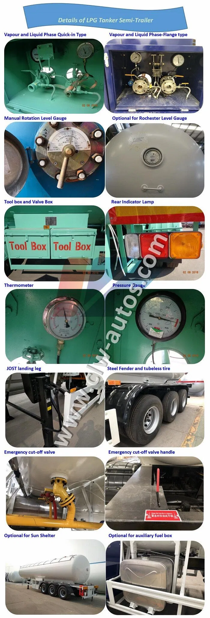 Tri-Axle 54000L LPG Tanker Semi Trailer LPG Truck Trailer 27 Tons Propane LPG Transport Tanker Trailer