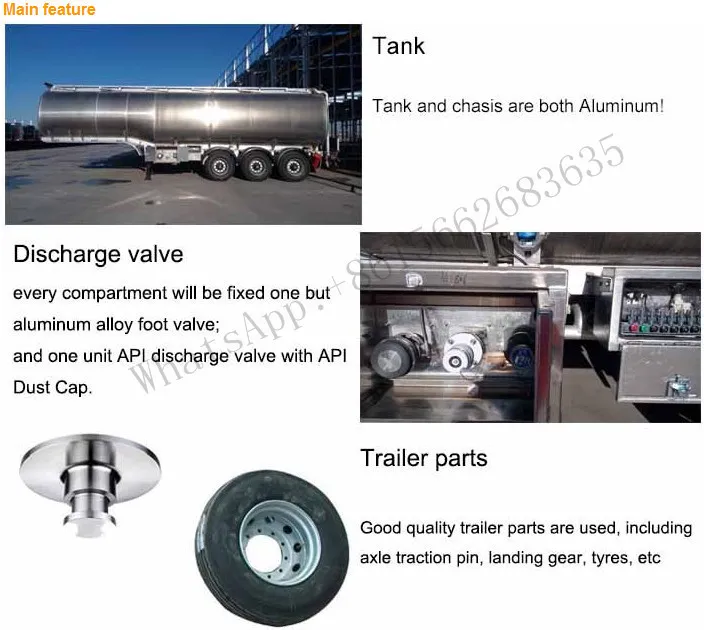 Tri Axle Tank Semi Trailer, 35000 - 45000 Liters Fuel Tanker Trailer