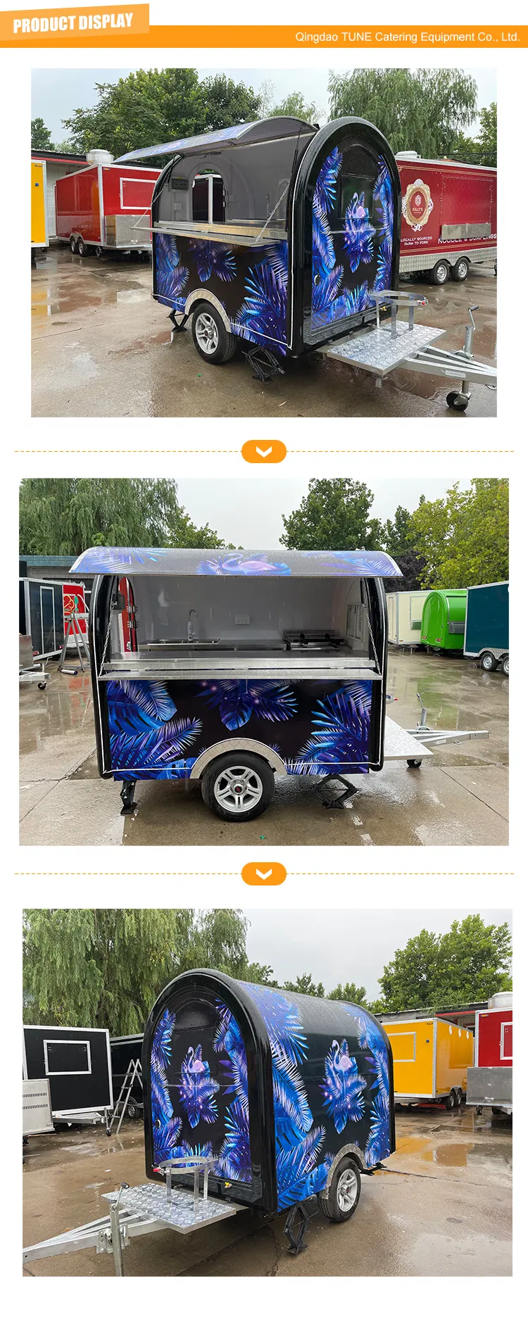 Tune Mobile Fast Food Truck Hot Dog Kitchen Trailer Kebab Food Cart