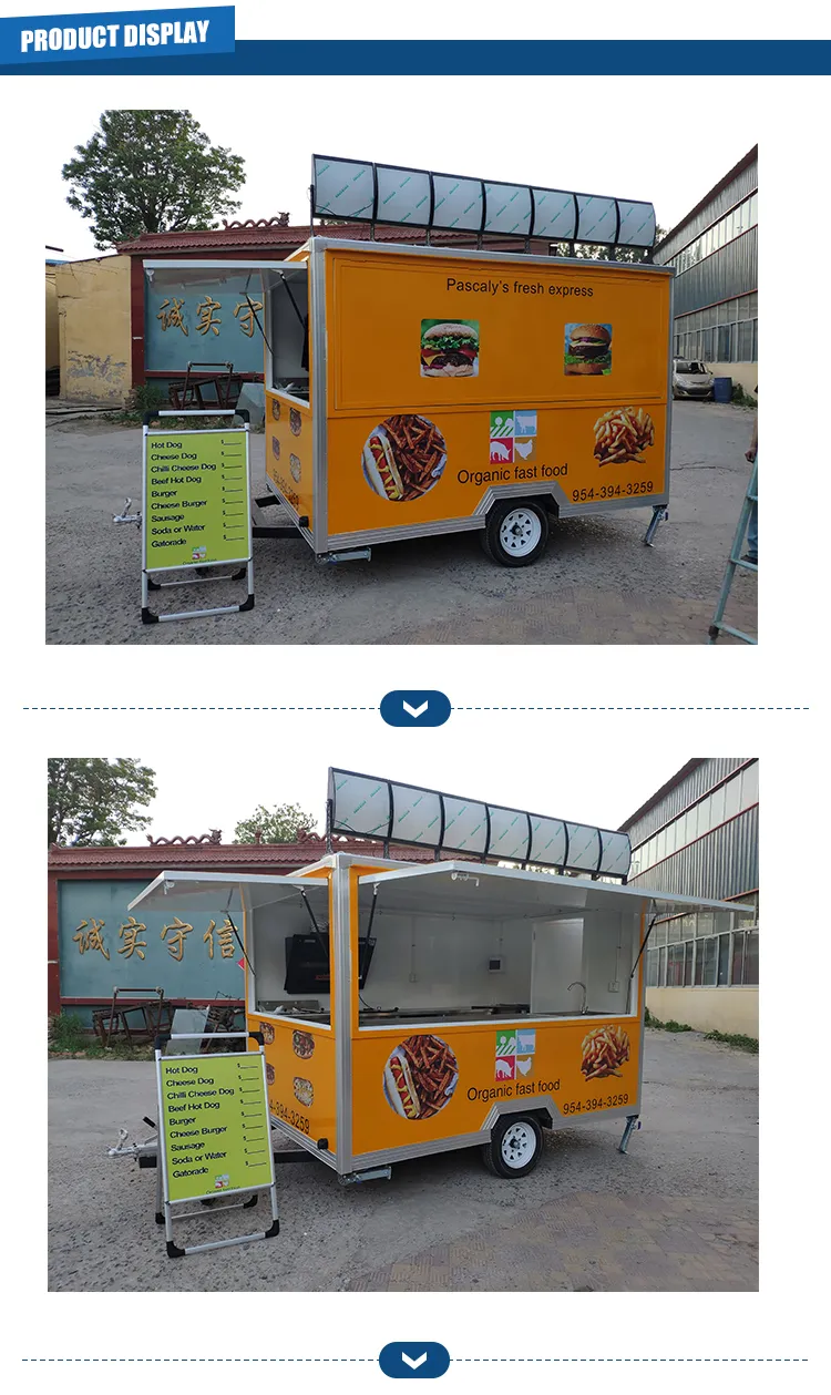 Tune Mobile Food Truck Galvanized Trailer Donuts Cart Hand Push Food Cart BBQ Trailer