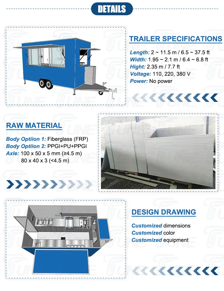 Tune Top Grade Hot Dog Fried Food Barbecue Food Truck with Freezer for Sale